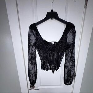 Elegant Black Lace corset Women's Top
